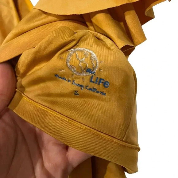 Blue Life Yellow Tie Dye Flutter Bikini Top S - Picture 6 of 7